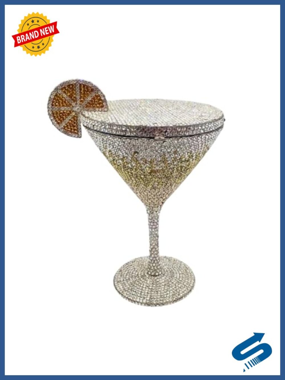 Novelty Goblet Rhinestone Evening Bag Cocktail Clutch Detachable Chain